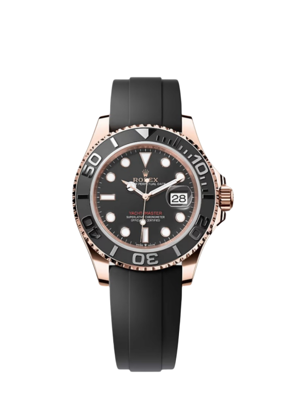 Yacht Master 18k Rose Gold Super Clone Swiss Replica Watch | OysterFlex Rubber Strap | 3235 Swiss Movement