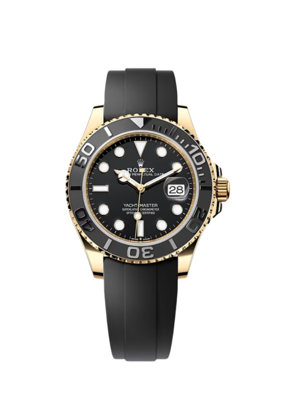 Yacht Master 18k Yellow Gold Super Clone Swiss Replica Watch | OysterFlex Rubber Strap | 3235 Swiss Movement