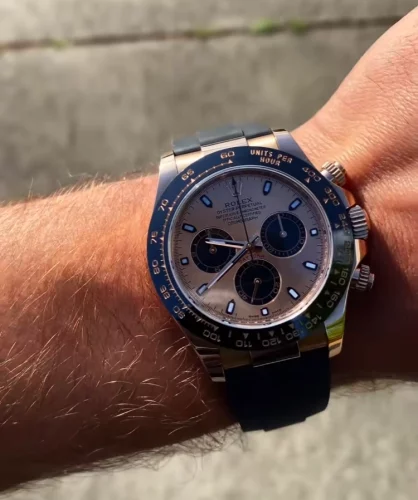 Daytona 18k Rose Gold Super Clone Swiss Replica Watch | OysterFlex Rubber Strap | 4131 Swiss Movement photo review