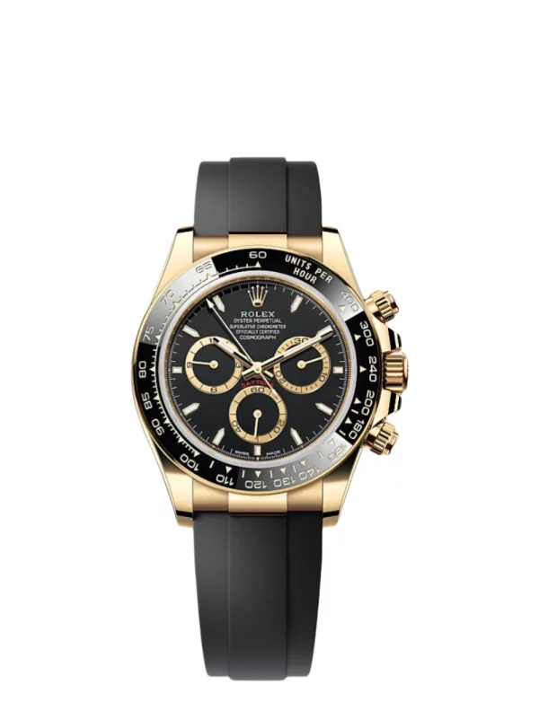 Daytona Yellow Gold Super Clone Swiss Replica Watch | Oyster |  Black, Golden Counter Rings Dial | 4131 Swiss Movement