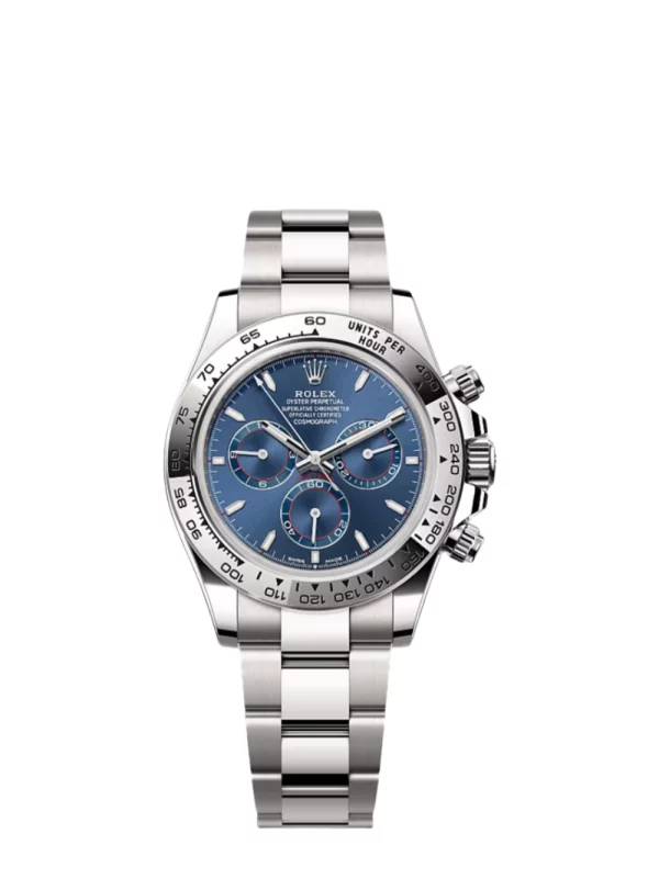 Daytona White Gold Super Clone Swiss Replica Watch | Oyster |  Bright Blue Dial | 4131 Swiss Movement