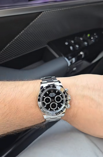 Click to view full screen Daytona Black Dial Super Clone Swiss Replica Watch | 4130 Swiss Movement photo review