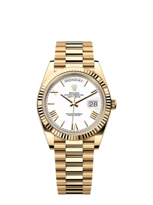 Day Date 40 MM Super Clone Swiss Watch | White Dial | 3255 Swiss Movement