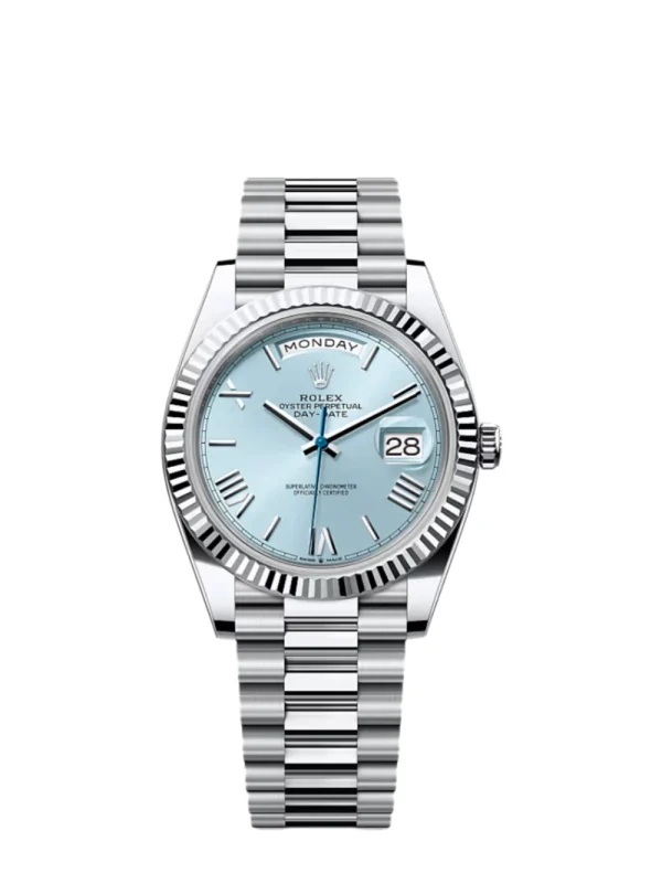 Day Date 40 MM Super Clone Swiss Watch | Ice blue Dial | 3255 Swiss Movement