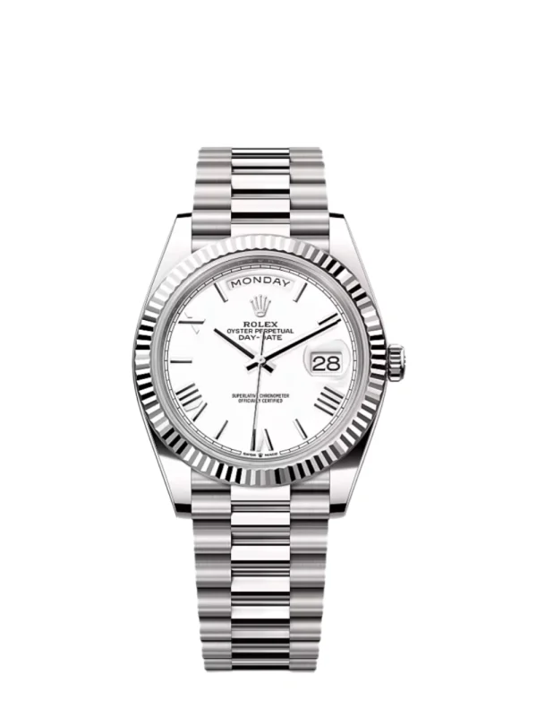 Day Date 40 MM Super Clone Swiss Watch | White Dial | 3255 Swiss Movement