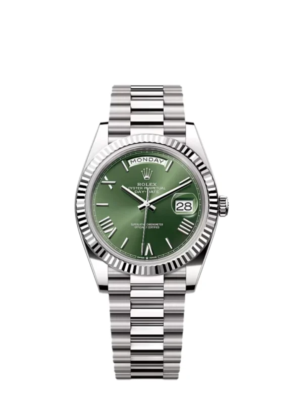 Day Date 40 MM Super Clone Swiss Watch | Olive Green Dial | 3255 Swiss Movement